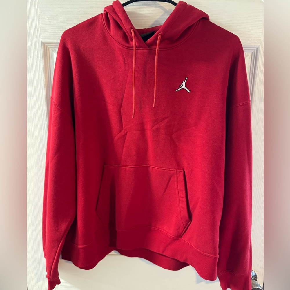 Nike Jordan Brooklyn Fleece Pullover Hoodie in Gym Red